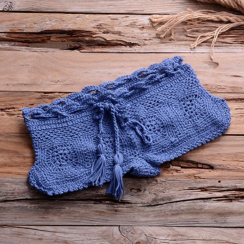 Crochet Set Push Up Bikini With Knitting Woven Beachwear Bandage Summer Bralette Knit And Halter Bathing Swimsuit. - ibuyxi.com