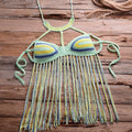 Crochet Set Push Up Bikini With Knitting Woven Beachwear Bandage Summer Bralette Knit And Halter Bathing Swimsuit. - ibuyxi.com