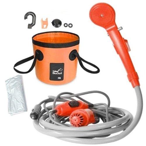 Camping Shower Car Washer, 12V Electric Outdoor Shower Water Bag Kit, Travel Car Washing Hiking, Flowering Plants Watering Pump, High Pressure Gun Wash with Car Charger, Window, Gardening and Camping, iBuyXi.com
