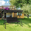 Outdoor Canopy Swing Patio Chair Lounge 3-Person Seat Hammock Porch Bench Black, iBuyXi.com online shopping store, outdoor patio swing chair, backyard decoration, patio decoration, swing chair