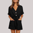  Casual Button Solid Pockets V-Neck Short Sleeve Romper, Boho style Snake Printed, Wrap Midi Dress, Deep V-neck Backless Boho Floral Print Romper Oblong neck, Solid color, High waist, Back button closure, Long Pants Jumpsuits Romper with Belt. Women trendy elegant style and wide leg ,Casual jumpsuit with ruffles sleeves, long romper, short sleeve pantsuit with belts, crew neck pant suits, cocktail jumpsuit, long pants, iBuyXi.com