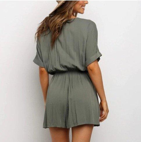  Casual Button Solid Pockets V-Neck Short Sleeve Romper, Boho style Snake Printed, Wrap Midi Dress, Deep V-neck Backless Boho Floral Print Romper Oblong neck, Solid color, High waist, Back button closure, Long Pants Jumpsuits Romper with Belt. Women trendy elegant style and wide leg ,Casual jumpsuit with ruffles sleeves, long romper, short sleeve pantsuit with belts, crew neck pant suits, cocktail jumpsuit, long pants, iBuyXi.com