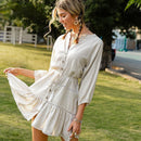 Casual Long Sleeve A-Line Short Dress - iBuyXi.com