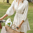 Casual Long Sleeve A-Line Short Dress - iBuyXi.com