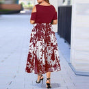 Summer dress, Casual Plus Size Dress, Floral Dress, Plus Size, O-Neck Print Long Dress, Stitching Off-Shoulder Short Sleeve Dress, women clothes, Summer Season, Seasonal Dress, iBuyXi.com - Shop Unique Selection Of Products.