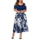 Summer dress, Casual Plus Size Dress, Floral Dress, Plus Size, O-Neck Print Long Dress, Stitching Off-Shoulder Short Sleeve Dress, women clothes, Summer Season, Seasonal Dress, iBuyXi.com - Shop Unique Selection Of Products.