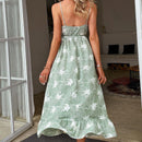 Simple Casual green sling print dress Summer V-neck holiday style maxi dress Elegant With High-waist lace-up ruffle. Pay with Affirm to get 4 interest-free payments for eligible products. Visit iBuyXi.com and shop from a unique selection of products.