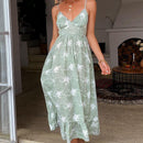 Simple Casual green sling print dress Summer V-neck holiday style maxi dress Elegant With High-waist lace-up ruffle. Pay with Affirm to get 4 interest-free payments for eligible products. Visit iBuyXi.com and shop from a unique selection of products.