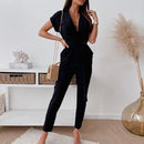 Elegant V-Neck Bandage Hollow Out Straps Jumpsuit,Size Patchwork Causal Dress Loose Oversized Maxi Irregular Dresses, Plus Size Beading,  Spring Dress Beading Pleated Elegant Party Dress Belted Loose Oversized Plus Size Women Clothing ,iBuyXi.com