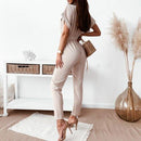 Elegant V-Neck Bandage Hollow Out Straps Jumpsuit,Size Patchwork Causal Dress Loose Oversized Maxi Irregular Dresses, Plus Size Beading,  Spring Dress Beading Pleated Elegant Party Dress Belted Loose Oversized Plus Size Women Clothing ,iBuyXi.com