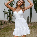V-neck suspender white dress with casual Solid high waist ruffled A-line summer dresses Elegant lace-up dress. Pay with Affirm to get 4 interest-free payments for eligible products. Visit iBuyXi.com and shop from a unique selection of products.