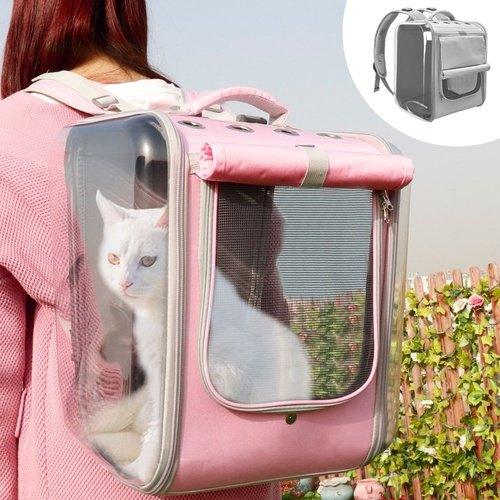 Breathable Cat Backpack, Large Capacity Puppy Dog, Transparent Carrying Bag Outdoor, Travel Portable Pet Carrier Cats Shoulders Bag, iBuyXi.com