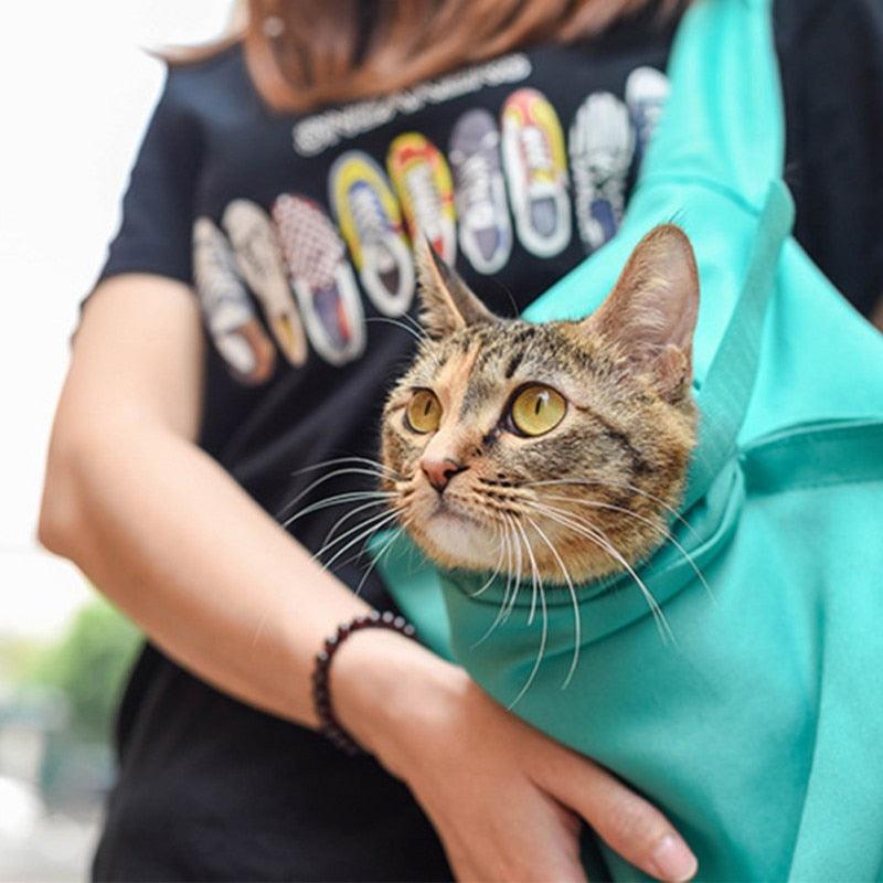 Pet Cat Breathable Outdoor Travel Shoulder Bag, Sling Carrier For Puppy, Cats, Hands-Free Shoulder Pet Pouch Tote, iBuyXi.com