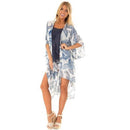 Women Leaves Print Chiffon Kimono Cardigan Cover Up, iBuyXi.com, Bikini Cover Up, Women Clothes, Summer collection, chiffon dresses, boho bikini cover up, summer clothes, women clothing, casual cover up, cocktail party dress