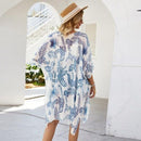 Women Leaves Print Chiffon Kimono Cardigan Cover Up, iBuyXi.com, Bikini Cover Up, Women Clothes, Summer collection, chiffon dresses, boho bikini cover up, summer clothes, women clothing, casual cover up, cocktail party dress