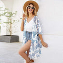 Women Leaves Print Chiffon Kimono Cardigan Cover Up, iBuyXi.com, Bikini Cover Up, Women Clothes, Summer collection, chiffon dresses, boho bikini cover up, summer clothes, women clothing, casual cover up, cocktail party dress