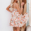 Boho Spaghetti Strap Floral Printed Party Mini Dress, iBuyXi.com, Floral Party Dress, Short Summer Dress, Women Clothing, Spaghetti Strap Boho Short Dress 