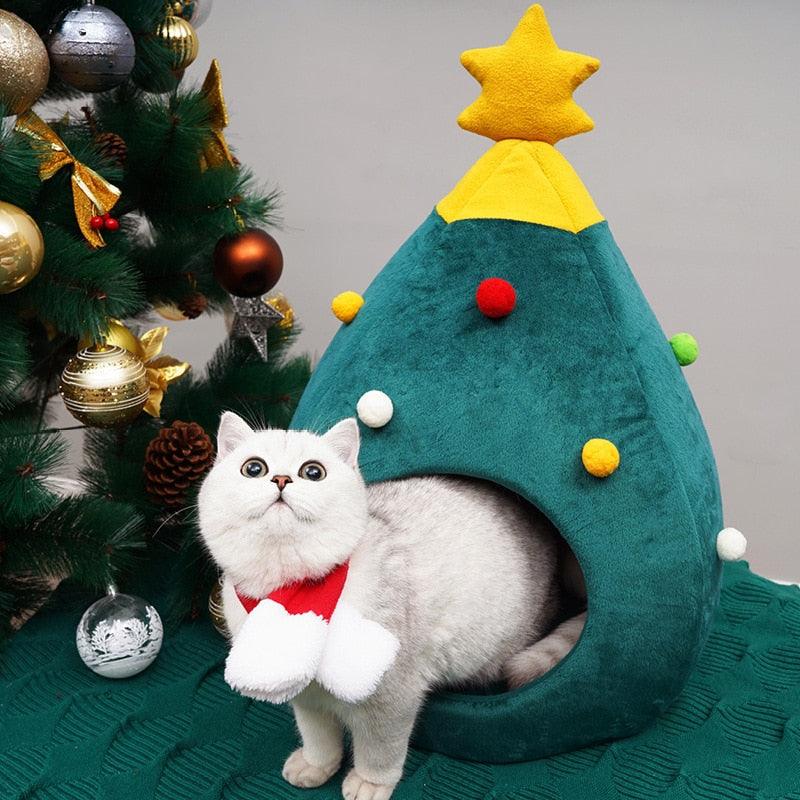 Christmas Comfy Cat Bed House, iBuyXi.com