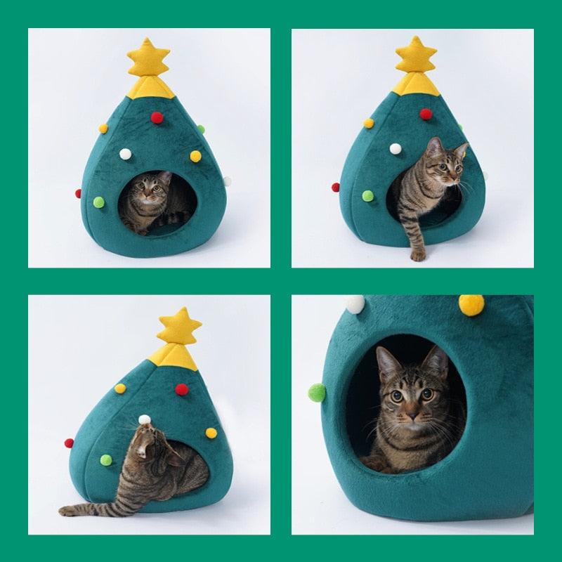 Christmas Comfy Cat Bed House, iBuyXi.com