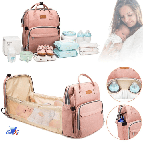 Convertible Crib Baby Diaper Backpack, Visit iBuyXi.com for Online Shopping, traveling baby diaper bag, portable bed diaper bag, mommy baby diaper bag, folding bed diaper backpack, cool diaper bag, baby shower gift idea, baby shower gifts for girls, baby shower gift for boy.
