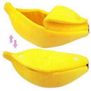 Banana Cat Bed House Cozy, Cute Banana Puppy Cushion, Kennel Warm Portable Pet, Basket Supplies Mat Beds for Cats Kittens, Banana House Boat Dog Cat Soft Bed Yellow, iBuyXi.com