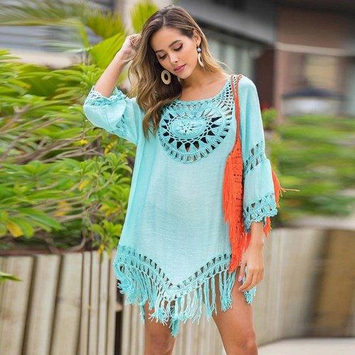 Crochet Bathing Suit Cover Up, iBuyXi.com, Tassel Cover Up, Beach dress, Beach cover up, summer collection, handmade crochet cover up, sexy cocktail dress, pool party cover up, beach party cover up, bikini cover up
