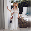 Boho Crochet Beach Cover Up Dress Tunic Long Pareos Bikinis Cover Ups Swim Cover Up Robe Plage Beachwear, iBuyXi.com, Bohemian dress, beach dress