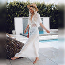 Boho Crochet Beach Cover Up Dress Tunic Long Pareos Bikinis Cover Ups Swim Cover Up Robe Plage Beachwear, iBuyXi.com, Bohemian dress, beach dress