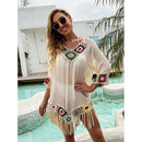 Crochet Chiffon Tassel Swimsuit Cover Up For The Beach Which Looks Stunning in Pool Party and etc. - ibuyxi.com