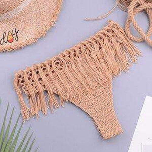 Crochet Knitted Tassel Push Up Bikini Set With Bra Thong And Ideal For Summer Bathing. - ibuyxi.com