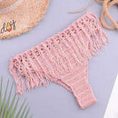 Crochet Knitted Tassel Push Up Bikini Set With Bra Thong And Ideal For Summer Bathing. - ibuyxi.com