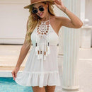 Crochet Hollow Tassel Cover Up. Visit iBuyXi.com for Online Shopping and Shop the Unique Selection, Crochet Hollow Out Patchwork, Crochet Hollow, Tassel Dress,  Sundresses Cover Up,  Swimsuit Bikini, Chiffon Short Dress,  Beach Bathing Suit Swimwear, Summer, Beach.