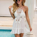 Crochet Hollow Tassel Cover Up. Visit iBuyXi.com for Online Shopping and Shop the Unique Selection, Crochet Hollow Out Patchwork, Crochet Hollow, Tassel Dress,  Sundresses Cover Up,  Swimsuit Bikini, Chiffon Short Dress,  Beach Bathing Suit Swimwear, Summer, Beach.