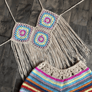 Crochet Tassel Bikini Suit Knitted Swimsuit Halter Bra Tassel Top Stripe Shorts Biquini 2 Piece Set Summer Beach Bathing Suit, iBuyXi.com, beach dresses, bikini sets, summer collection, women clothing