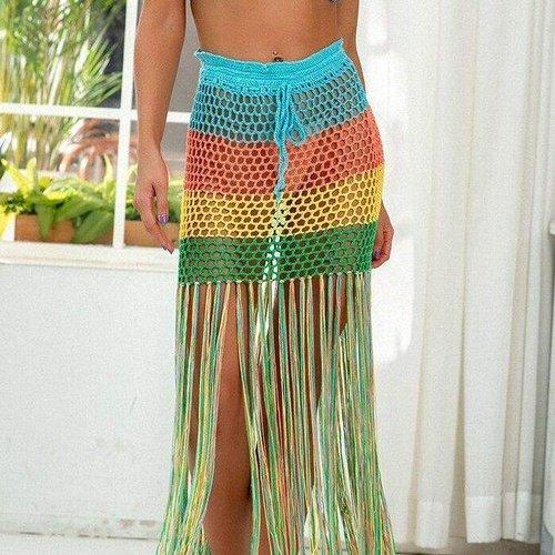 Women's Beach Cover-Up Fashion Tunic Bandage Bathing Suits Crocheted Rainbow Print With Hollow Out Fringe Bikini Skirt Dress,Pay with Affirm to get 4 interest-free payments for eligible products. Visit iBuyXi.com and shop from a unique selection of products.