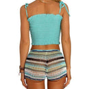 Cropped Tank Top Sleeveless Beach Cover Up In Solid Color Swatch Strappy, Vest Crop Top And Bottom Swimwear. - ibuyxi.com