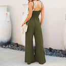 Cropped Top Wide Leg Trouser Sling Up Backless Jumpsuit,Spring Dress Beading Pleated Elegant Party Dress Belted Loose Oversized Plus Size Women Clothing ,iBuyXi.com