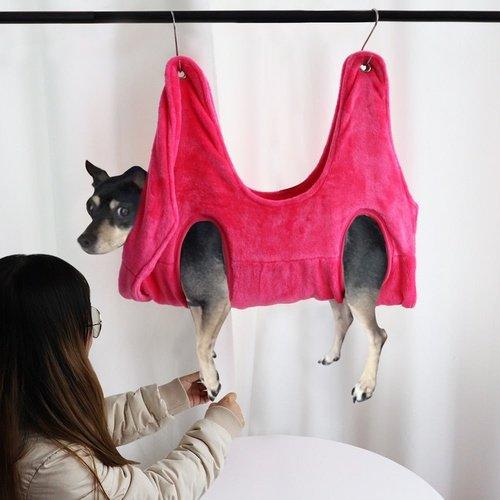 Dog Cat Hammock Soft Flannel Pet, Grooming Restraint Bag, Hammock for Small and Medium Dogs, with 2 Hooks, Blue S, iBuyXi.com