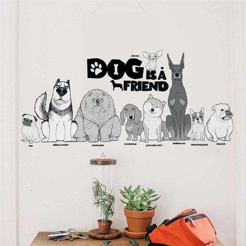 Dog is a friend Animals, Wall Sticker Living Room Bedroom, Pet Home Wall Decor, 3D Vivid Wall Decals Art Mural Poster, iBuyXi.com