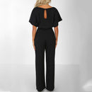 Women trendy elegant style and wide leg ,Casual jumpsuit with ruffles sleeves, long romper, short sleeve pantsuit with belts, iBuyXi.com