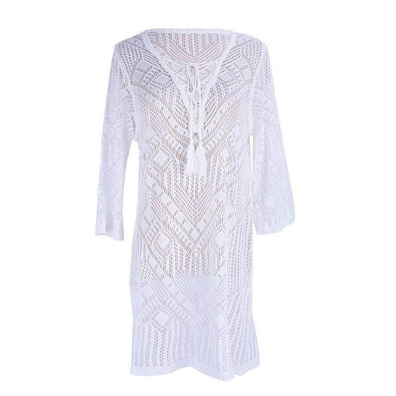 Embroidered Mesh Lace Cover Up. Visit iBuyXi.com for Online Shopping and Shop the Unique Selection, Solid Embroidered Lace Cover Up, Mesh Knitted Crochet Beach Overall, Bikini Swimwear, Women Kaftan Summer V-neck Loose Dress.