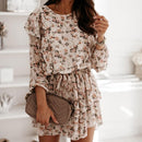 Floral Cascading Boho Long Sleeve Ruffle Short Dress, iBuyXi.com, Women clothing, summer mini dress, floral short dress, ruffled mini dress