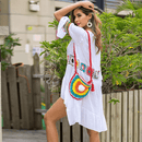 Floral Embroidery Bikini Cover Up, iBuyXi.com, bikini cover up, beach dress, crochet cover up, cocktail dress, women clothes, summer collection, chiffon dress, tassel dress, floral cover up, pool party dress, sexy bikini cover up