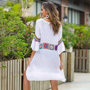 Floral Embroidery Bikini Cover Up, iBuyXi.com, bikini cover up, beach dress, crochet cover up, cocktail dress, women clothes, summer collection, chiffon dress, tassel dress, floral cover up, pool party dress, sexy bikini cover up