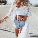 Three Quarter Floral Lace Crochet Kimono Bikini Cover Up, iBuyXi.com, Beach Dress, Bikini Cover Up, Women Clothes, Summer