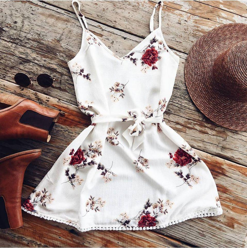 New Fashion V-neck Floral Print Cami Romper, Unique Selection Of Summer Collection, iBuyXi.com, women clothing, playsuits, mini dress, free shipping