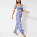  Floral Print Sling Crop, Top Loose Straight, Long Pant Set, Women 2 Piece Summer Long Pants, Set with Pockets, loral Halter Crop Tank Top, Wide Leg Pants Bell Bottoms, iBuyXi.com