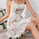 Floral Print A-Line Ruffle Backless Short Dress, iBuyXi.com