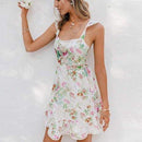 Floral Print A-Line Ruffle Backless Short Dress, iBuyXi.com