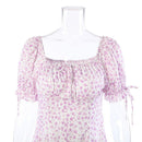 Casual Floral Printed Long Dress With Boho Square Collar Size And Split Purple Tone Perfect For Party Vestidos. - ibuyxi.com